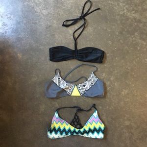 Lot of three surf bikinis: Roxy, Rip Curl, Volcom